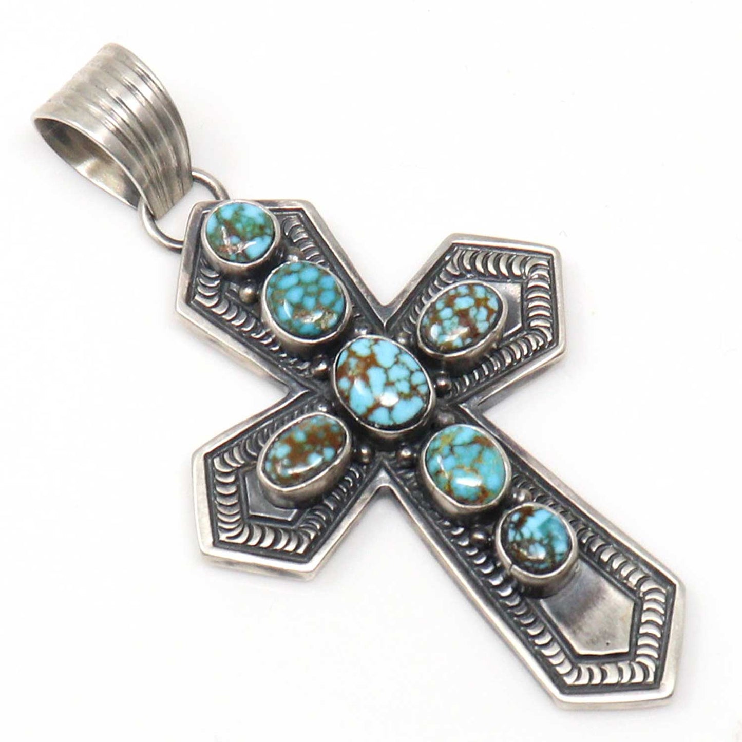 Sterling Silver Cross Featuring Sonoran Gold Turquoise by Delgarito