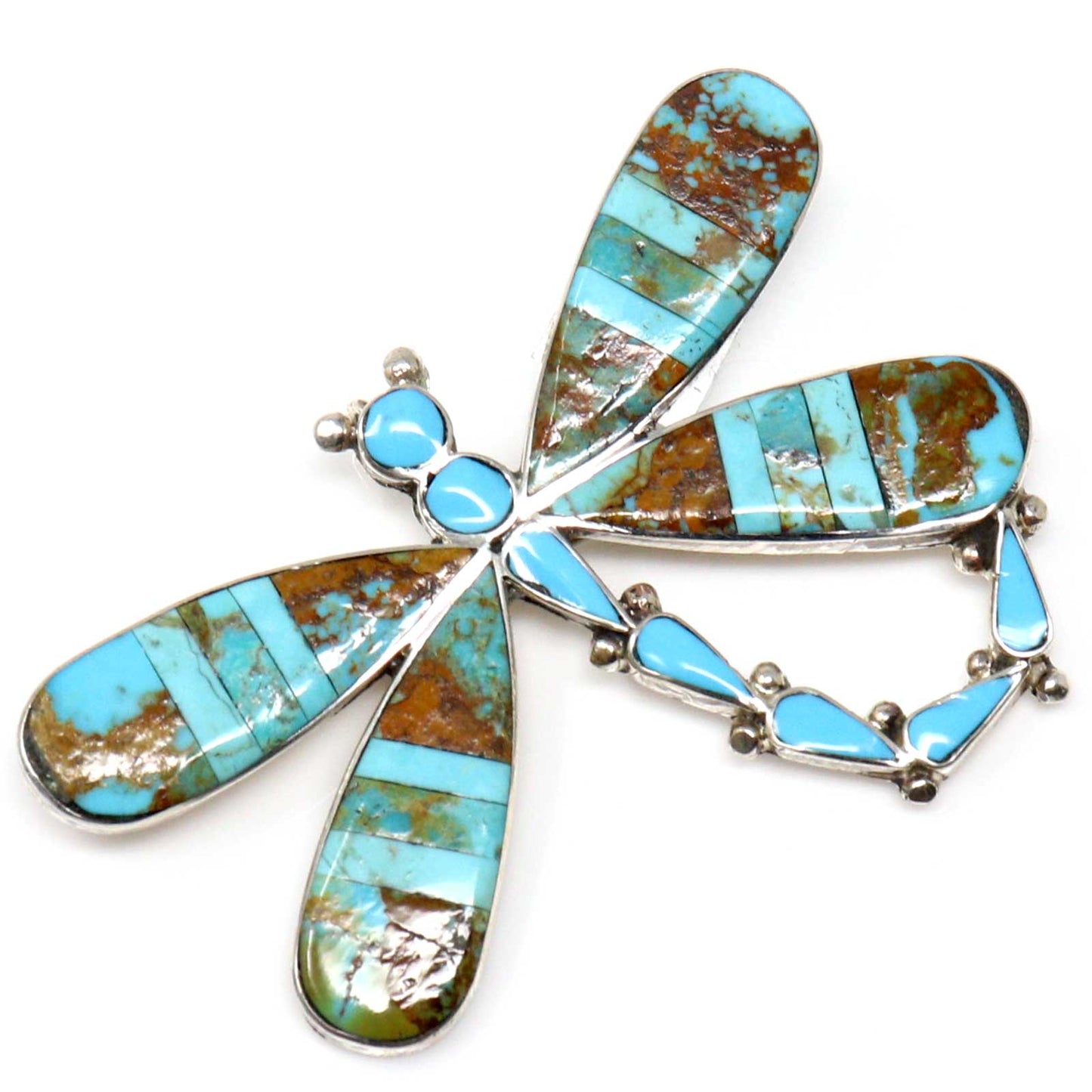 Zuni Turquoise Inlay Dragonfly Pin-Pendant Combo by Angus Ahiyite