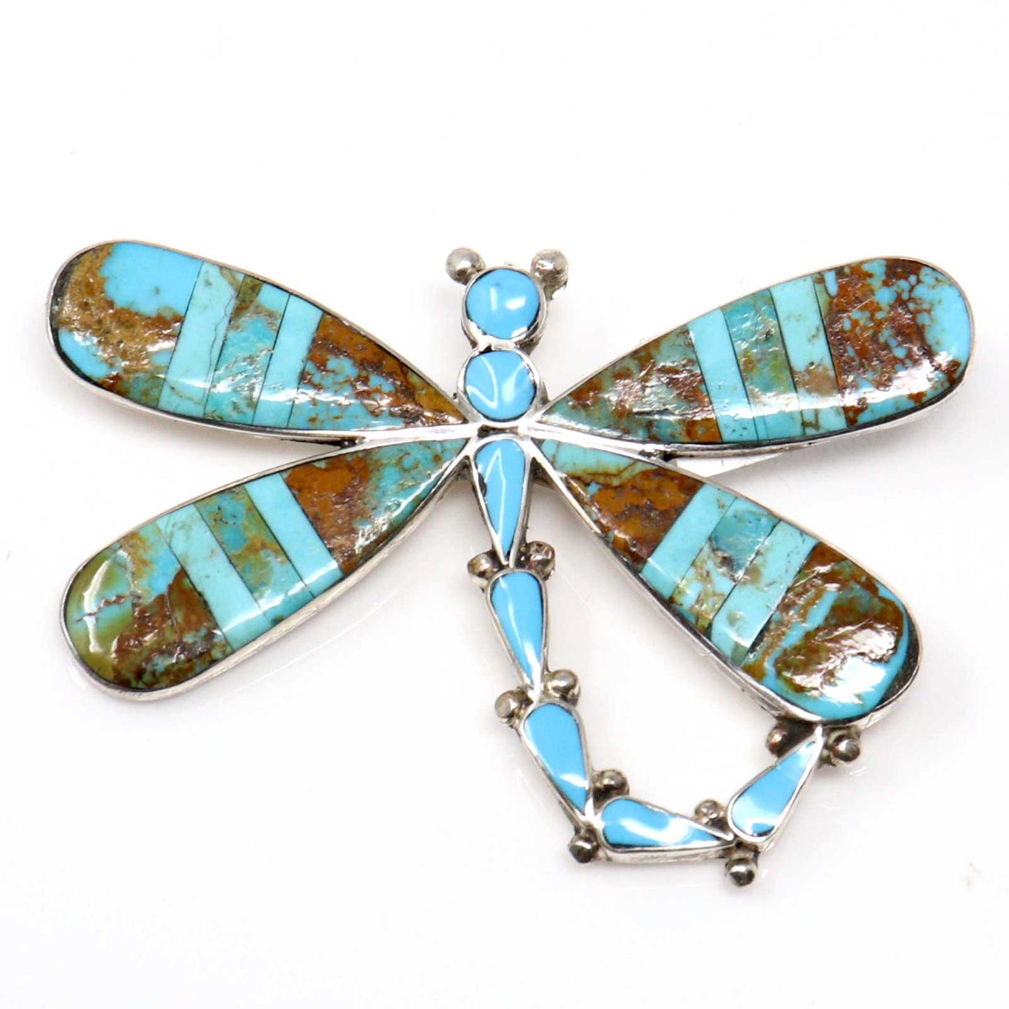 Zuni Turquoise Inlay Dragonfly Pin-Pendant Combo by Angus Ahiyite