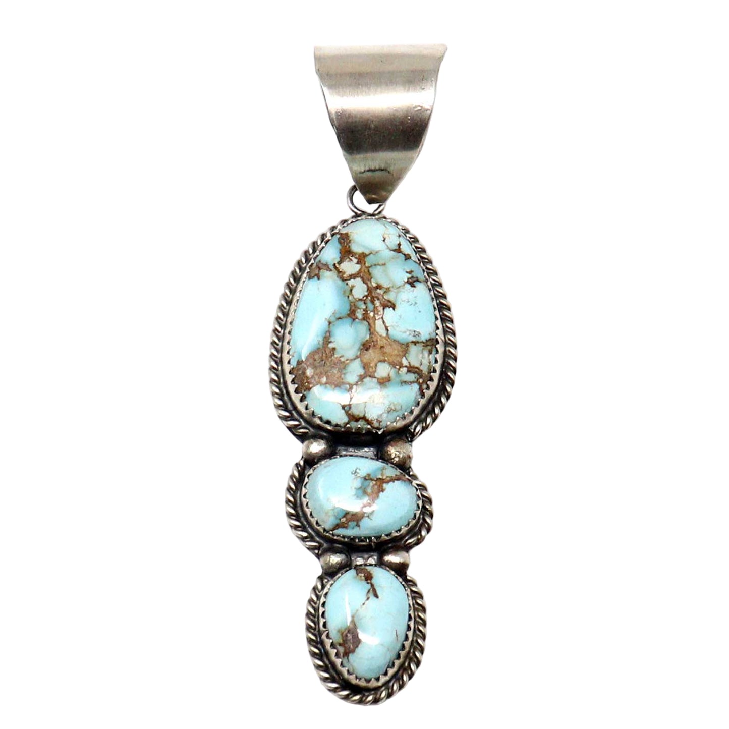Silver Pendant With Golden Hills Turquoise by Nez
