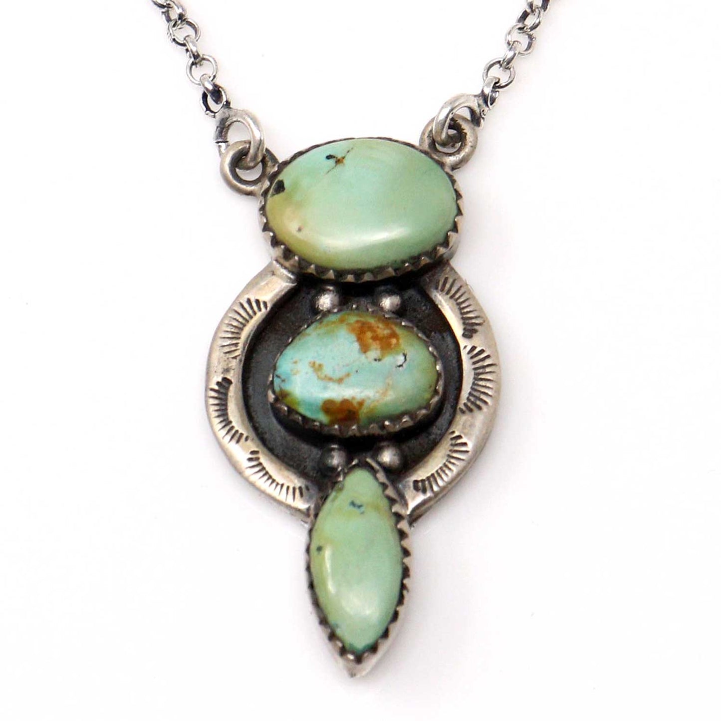 Three Stone Turquoise Pendant- Hada Collection