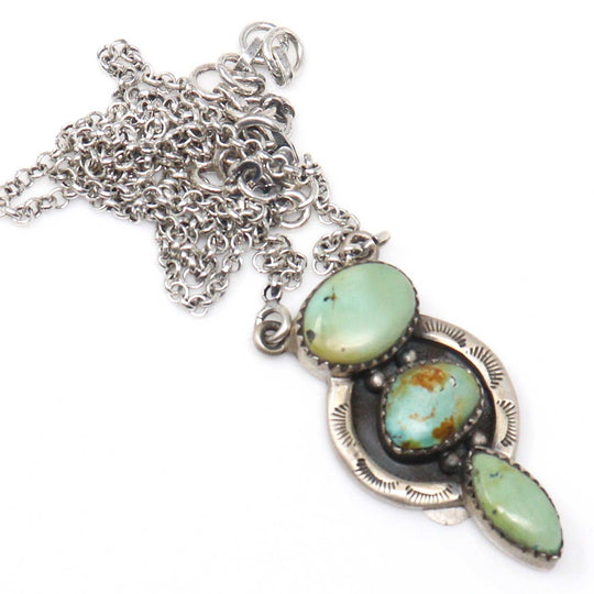 Three Stone Turquoise Pendant- Hada Collection