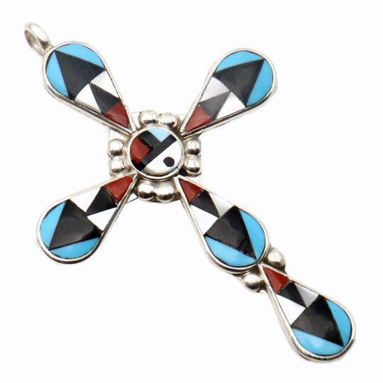 Zuni Inlay Cross Pendant by Florence Lucio