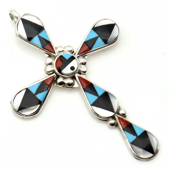 Zuni Inlay Cross Pendant by Florence Lucio