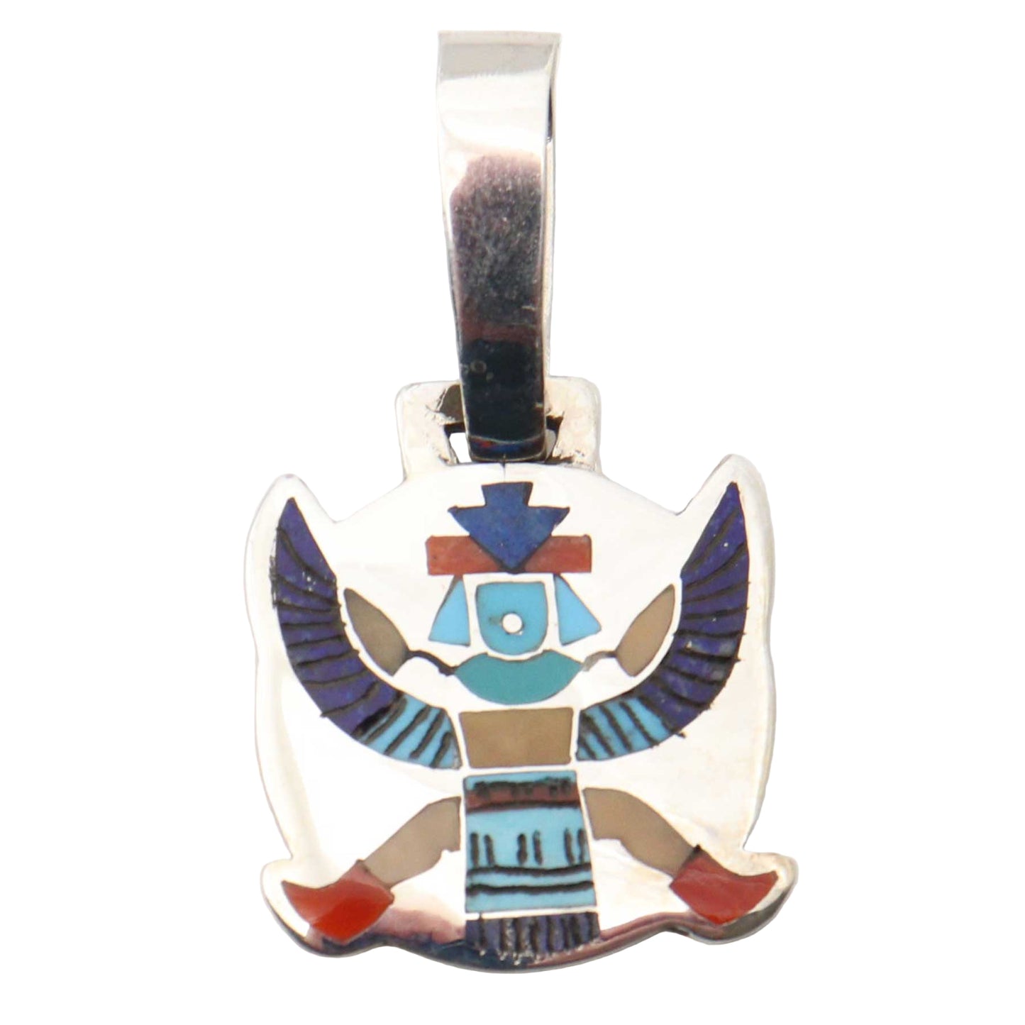 Colorful Native American design pendant on a white background