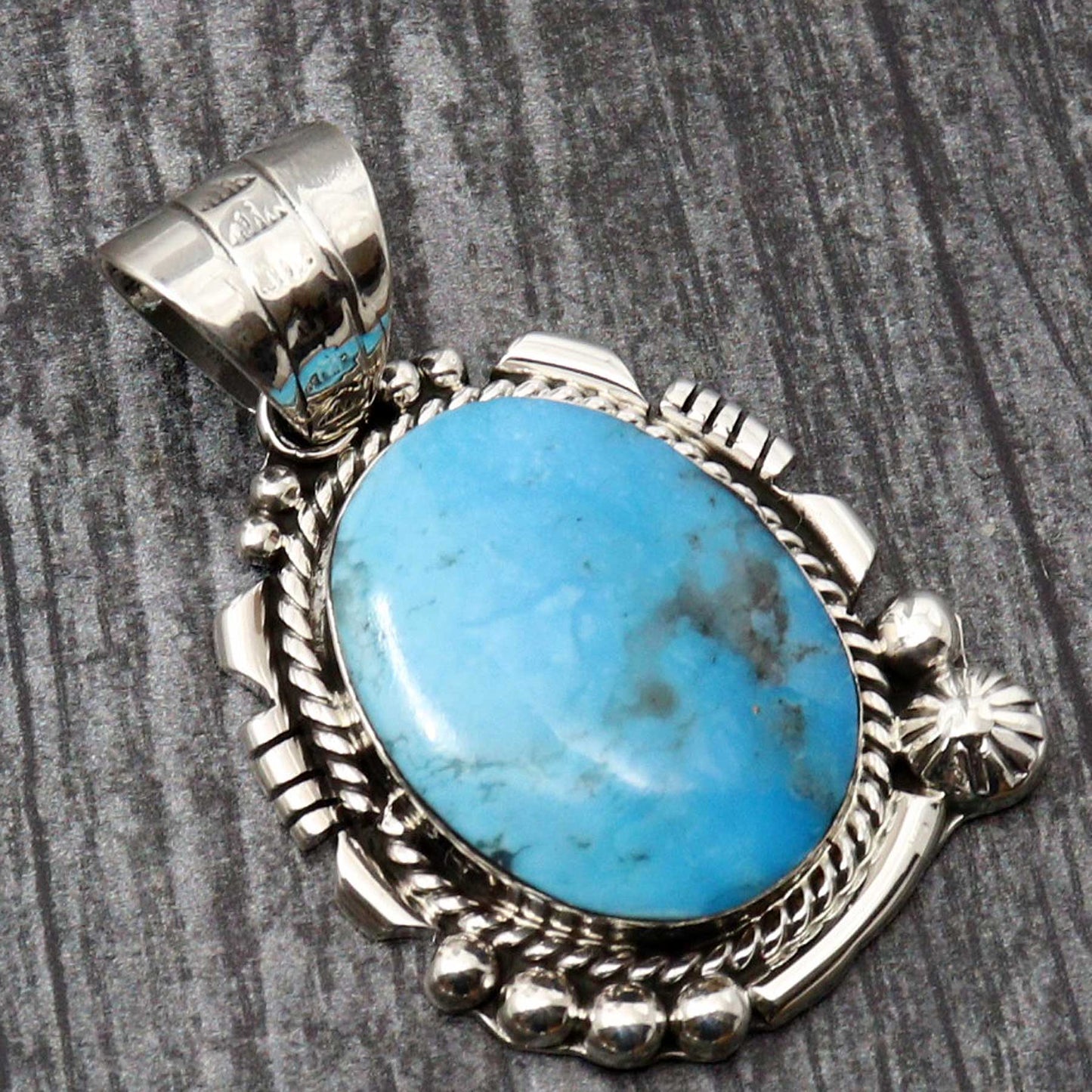 Sterling Silver & Stormy Mtn Turquoise Pendant