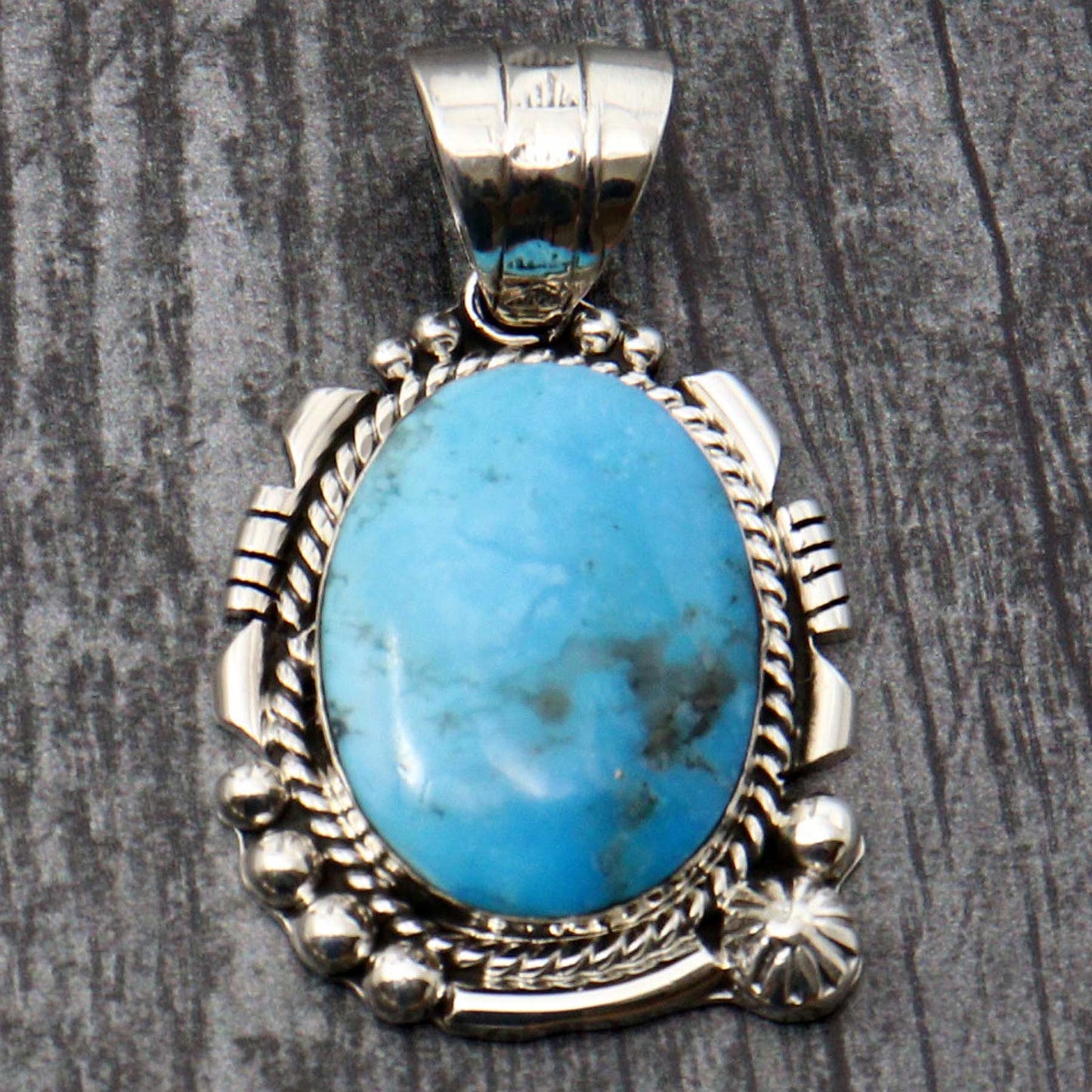 Sterling Silver & Stormy Mtn Turquoise Pendant
