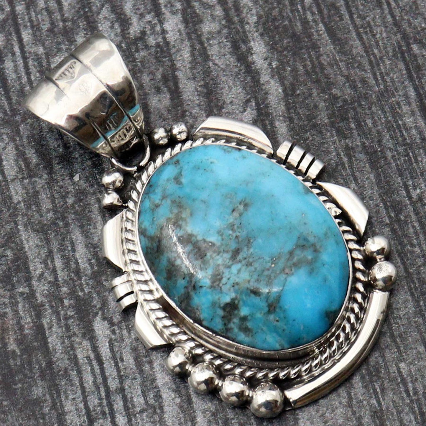Silver & Stormy Mountain Turquoise Pendant