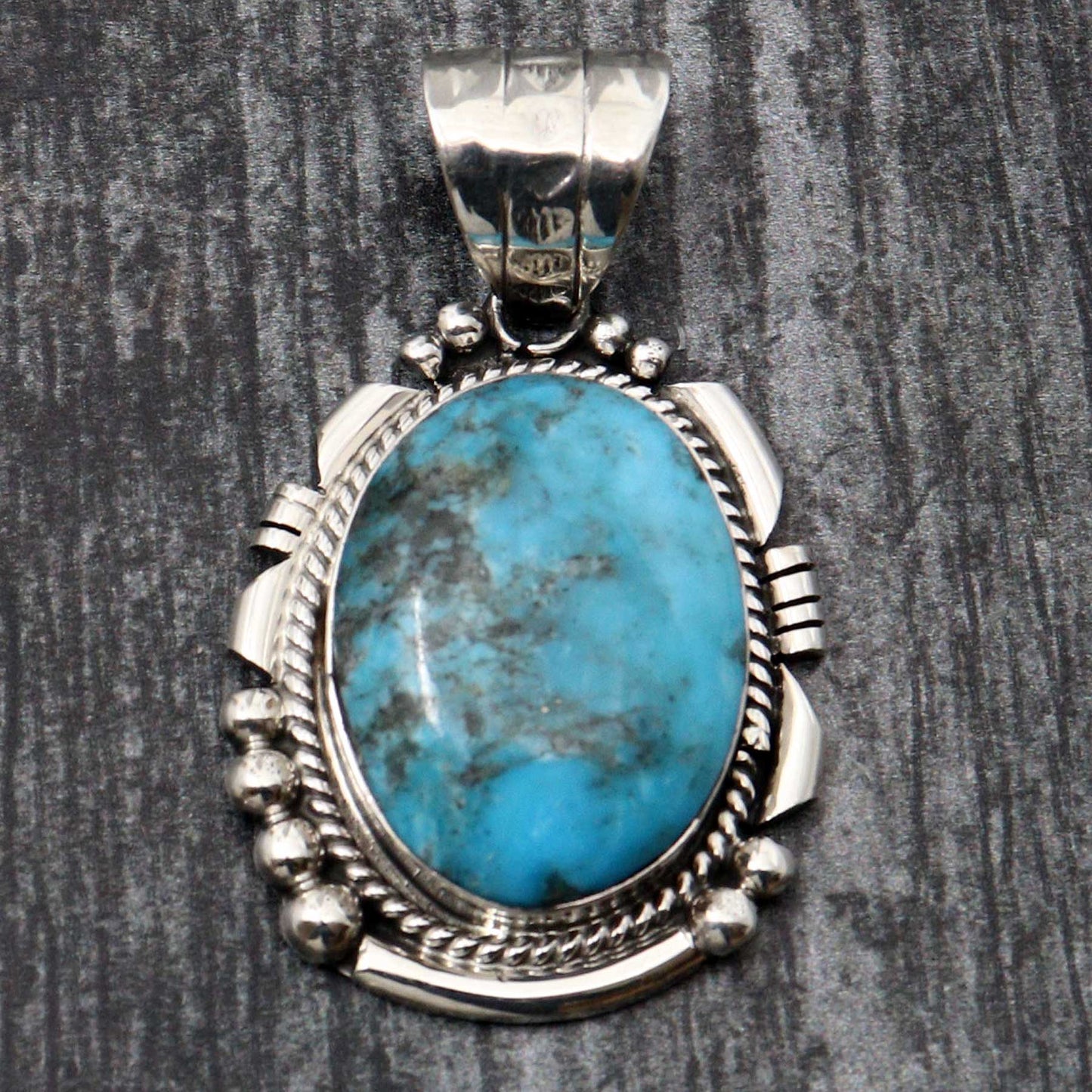 Silver & Stormy Mountain Turquoise Pendant