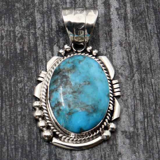 Silver & Stormy Mountain Turquoise Pendant