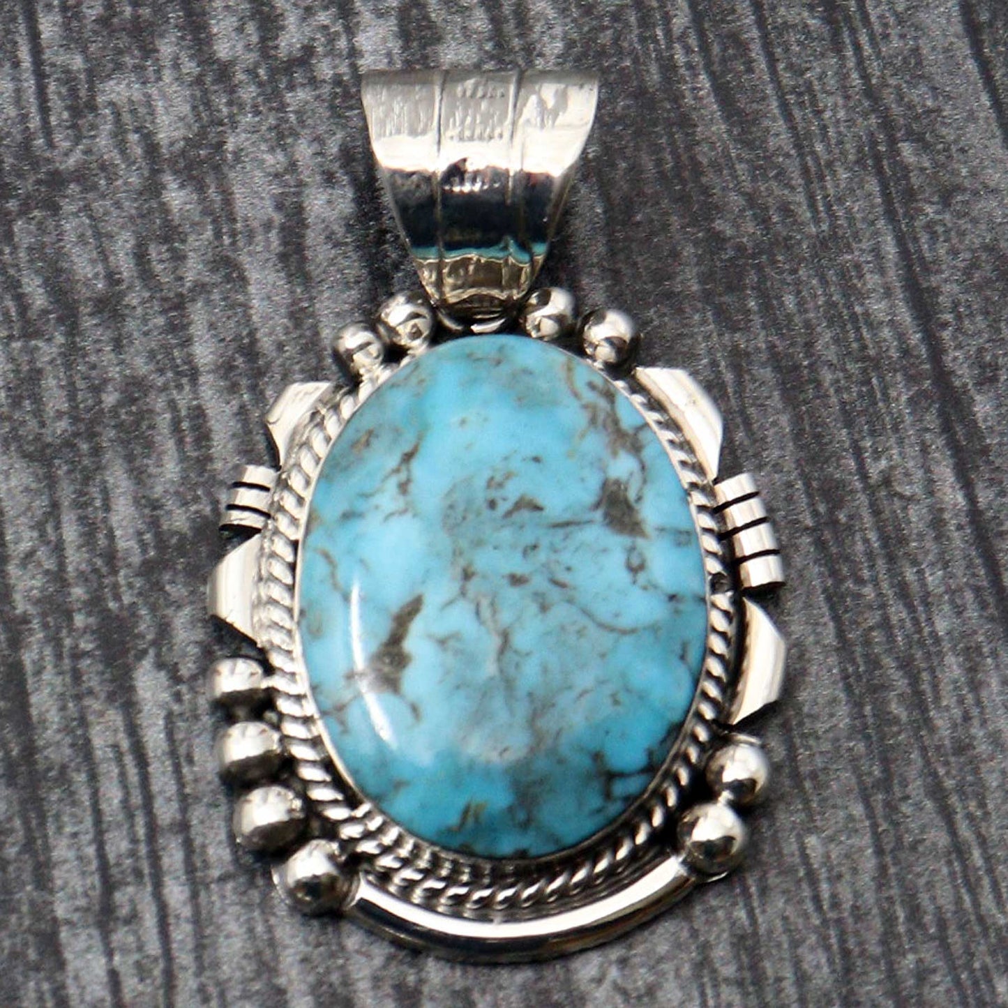 Sterling Silver & Stormy Mtn Turquoise Pendant By Yazzie