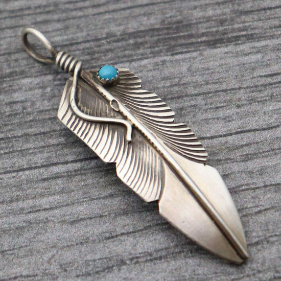 Load image into Gallery viewer, 2&amp;quot; Feather Pendant by Chris Charley
