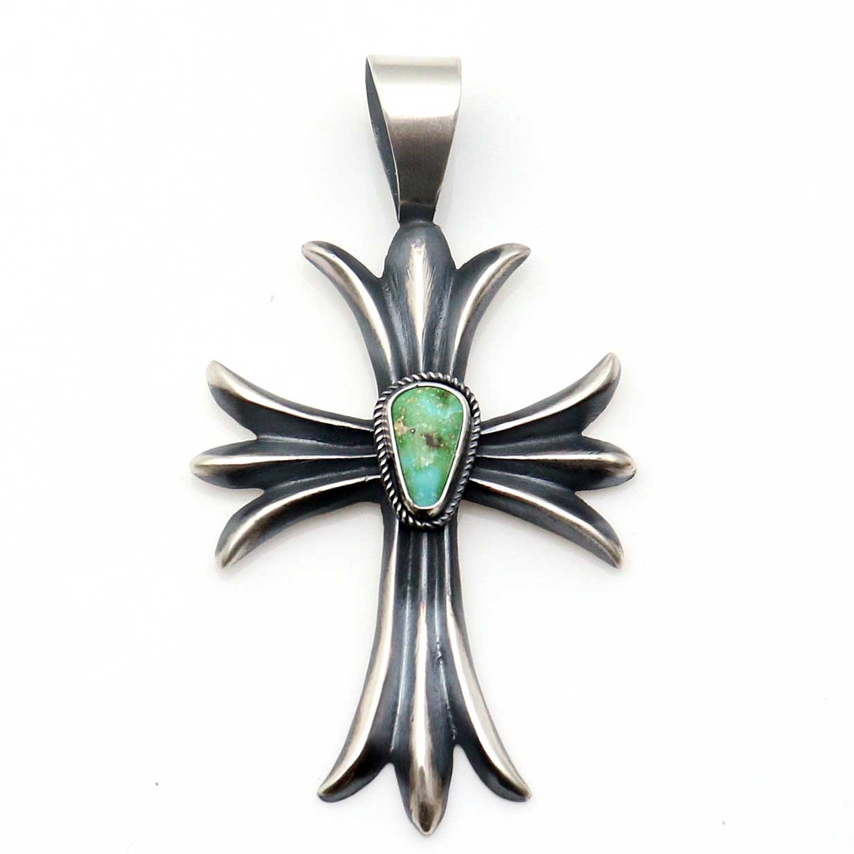 Cast Sterling Silver & Turquoise Cross By Bitsui