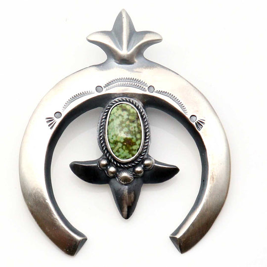 Cast Sterling Silver & Turquoise Naja Pendant By Bitsui