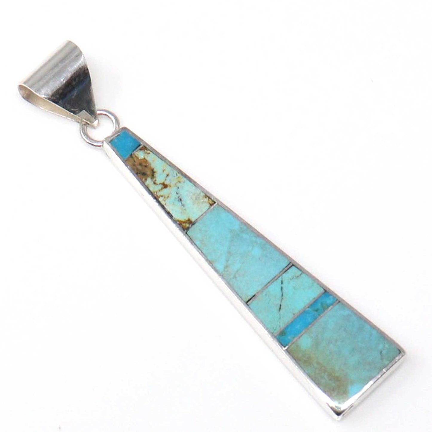Turquoise stone pendant on a white background