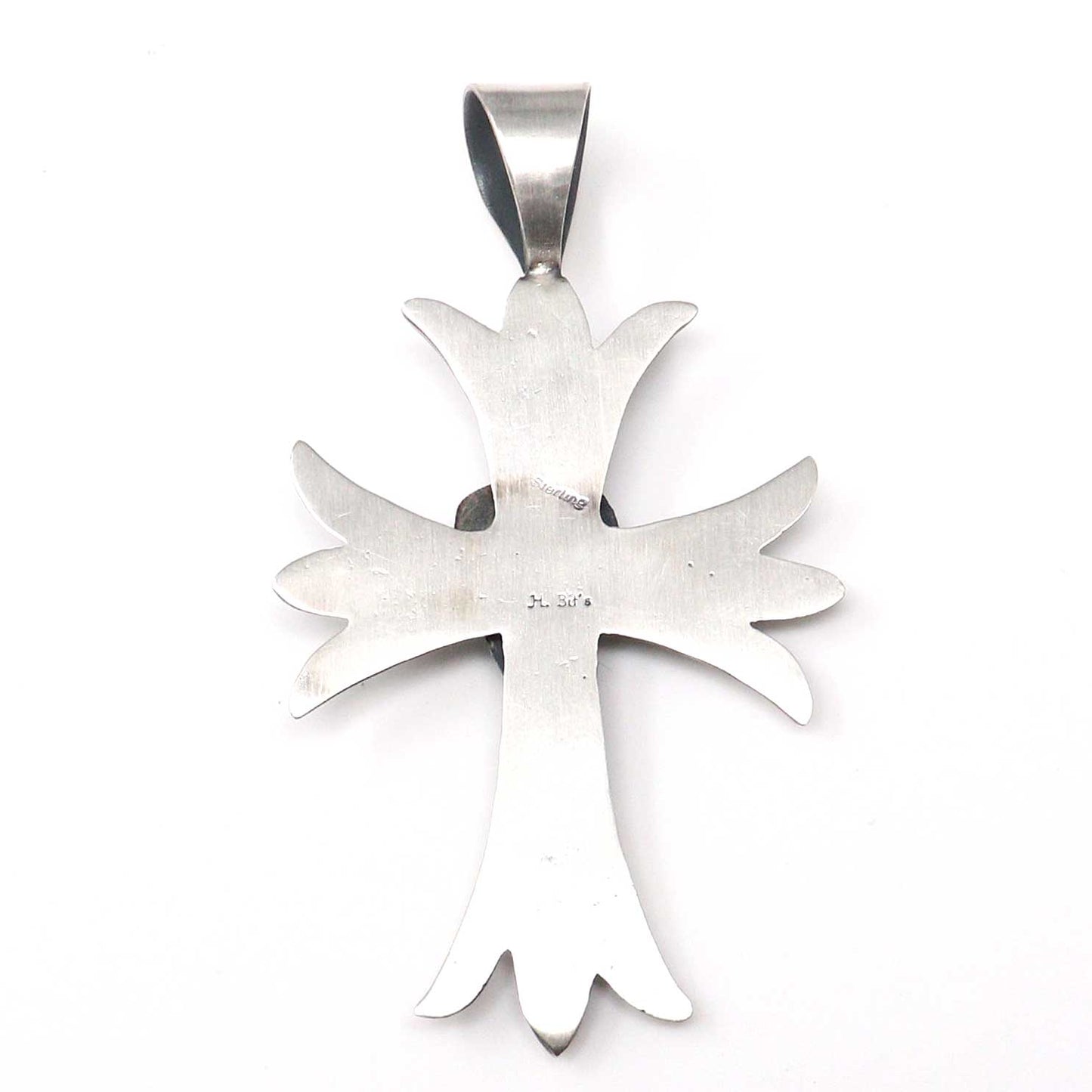 Turquoise Cast Sterling Silver Cross By Bitsui
