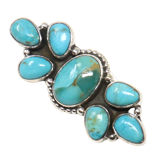 Seven Stone Turquoise Cluster Pin-Hada Collection
