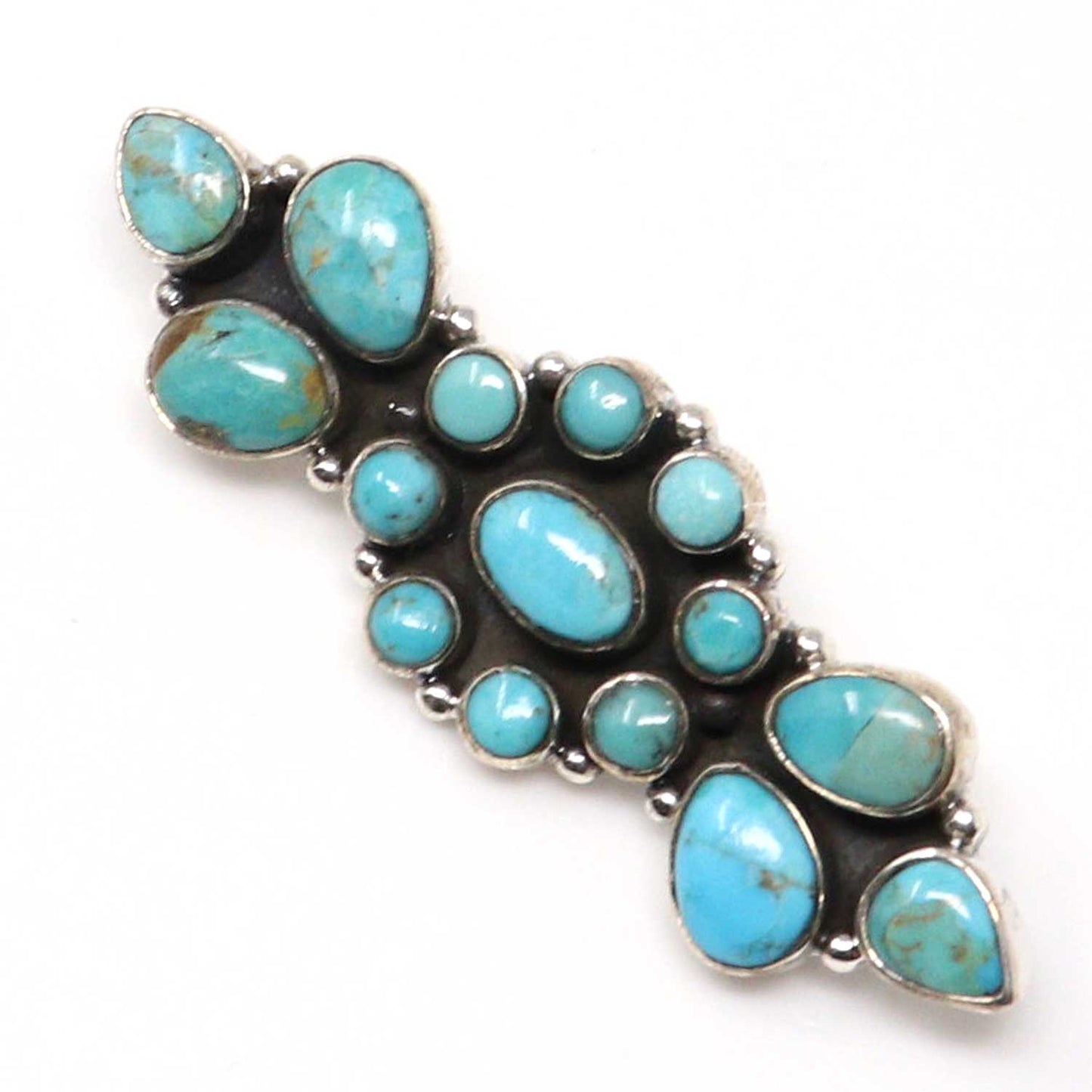 15 Stone Turquoise Cluster Pin-Hada Collection