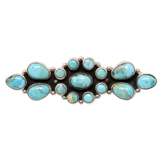 15 Stone Kingman Turquoise Cluster Pin-Hada Collection