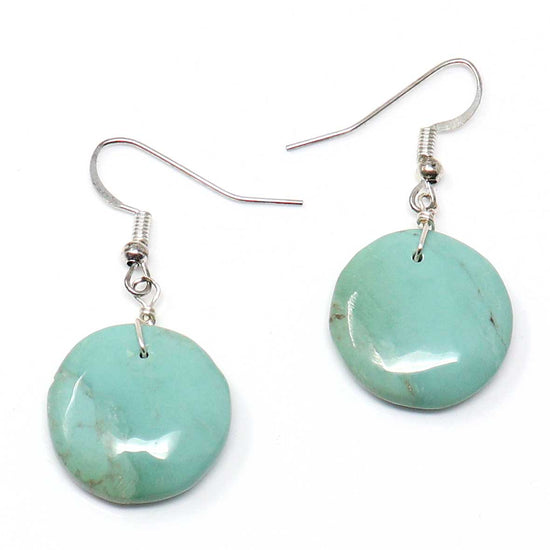 Pale Green Turquoise Disc Earrings