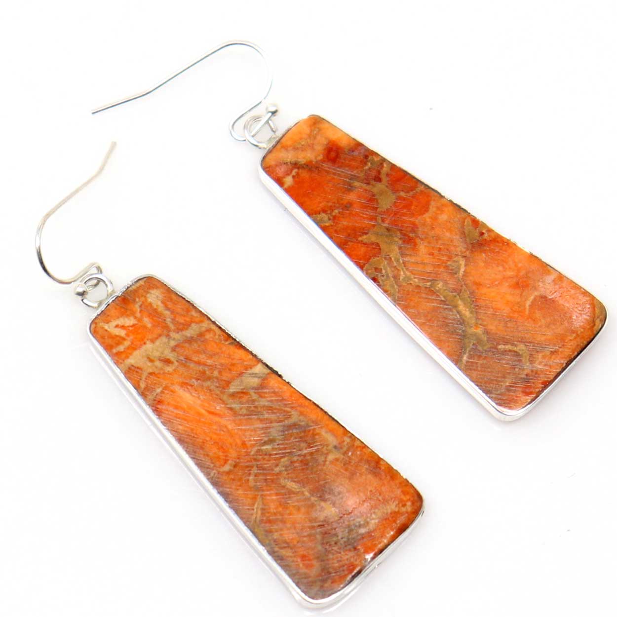 Load image into Gallery viewer, Orange Coral Slab Earrings By Totalita
