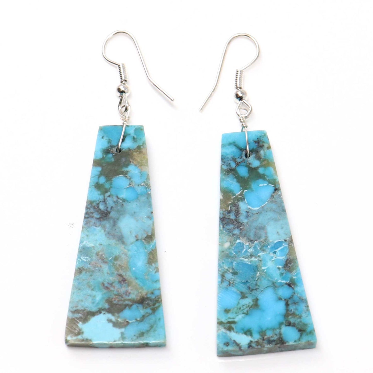 Turquoise Trapezoid Slab Earrings by Pete