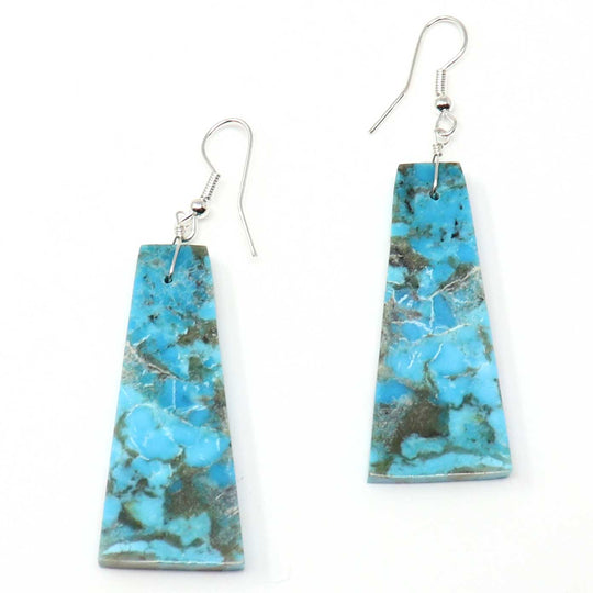 Turquoise Trapezoid Slab Earrings by Jameson Pete