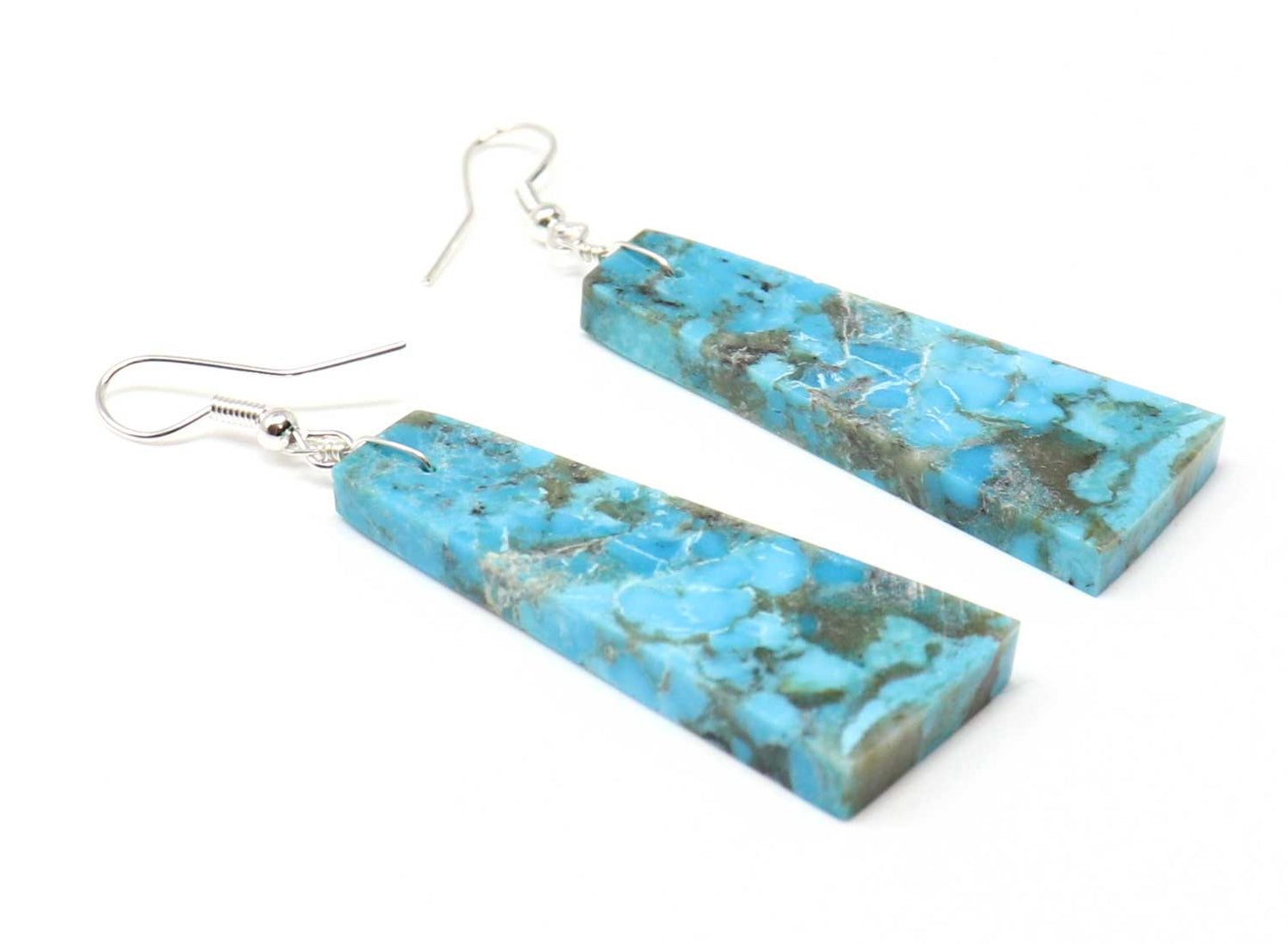 Turquoise Trapezoid Slab Earrings by Jameson Pete