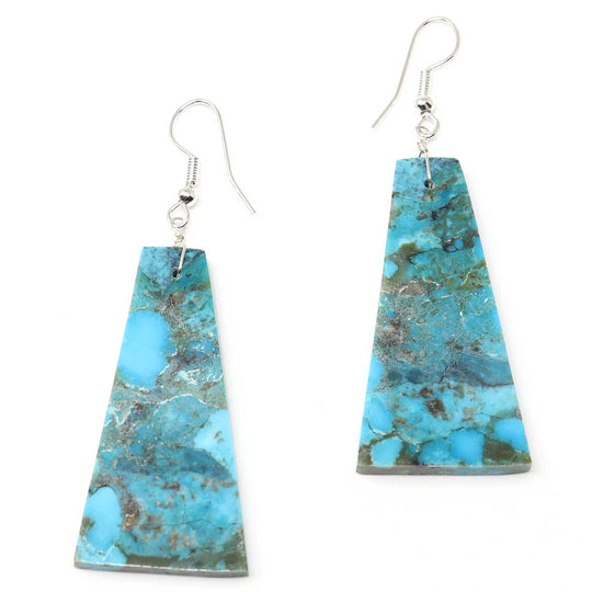 Turquoise Trapezoid Slab Earrings by Pete