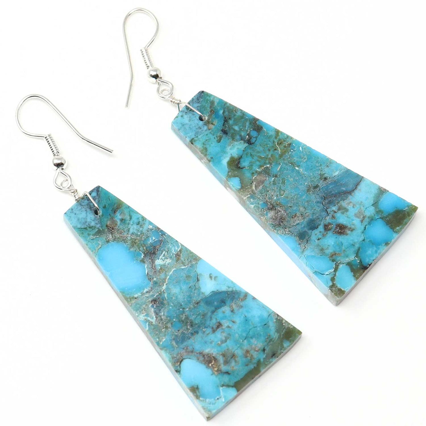 Load image into Gallery viewer, Turquoise Trapezoid Slab Earrings by Pete
