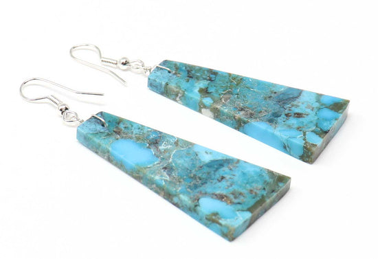 Load image into Gallery viewer, Turquoise Trapezoid Slab Earrings by Pete
