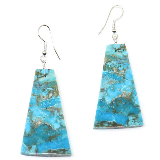 Turquoise Trapezoid Slab Earrings by Jameson Pete