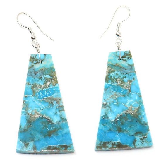 Turquoise Trapezoid Slab Earrings by Jameson Pete