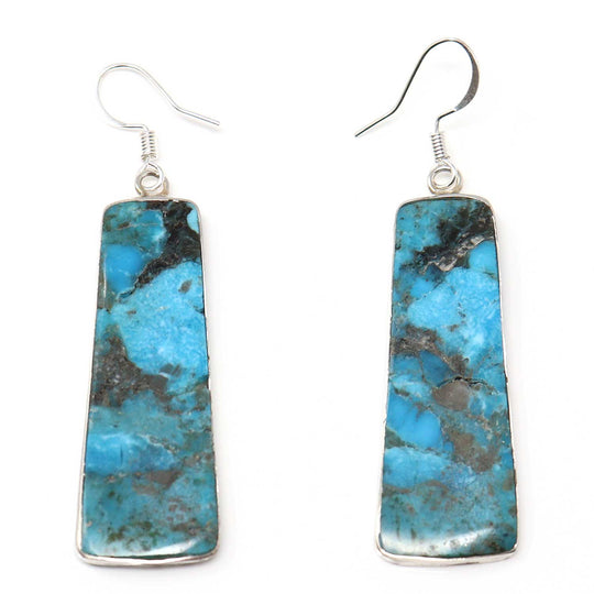 Turquoise Slab Earrings by Artist Veronica Tortalita