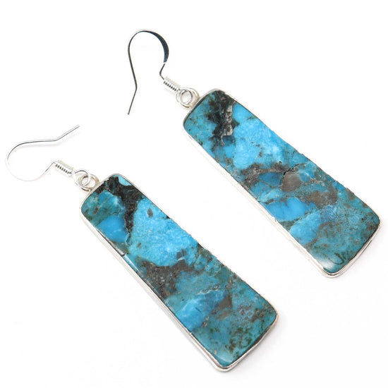 Load image into Gallery viewer, Turquoise Slab Earrings by Artist Veronica Tortalita
