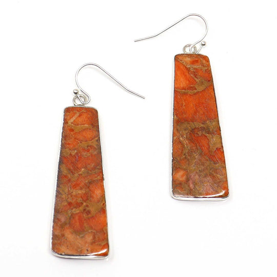 Orange Coral Slab Earrings By Pueblo Artist Tortalita