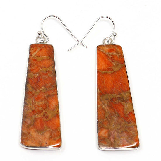 Orange Coral Slab Earrings By Pueblo Artist Tortalita