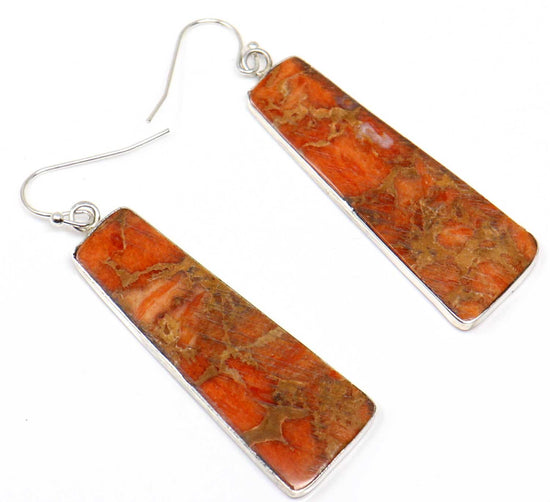 Orange Coral Slab Earrings By Pueblo Artist Tortalita