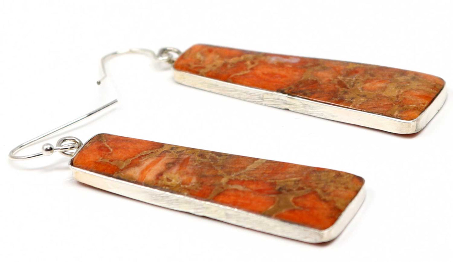 Orange Coral Slab Earrings By Pueblo Artist Tortalita