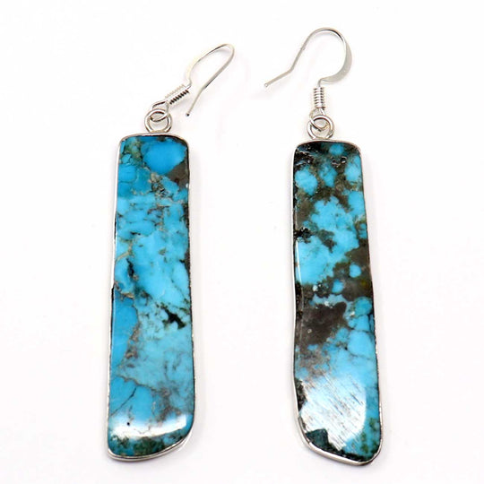 Turquoise Slab Earrings by Pueblo Artist Veronica Tortalita