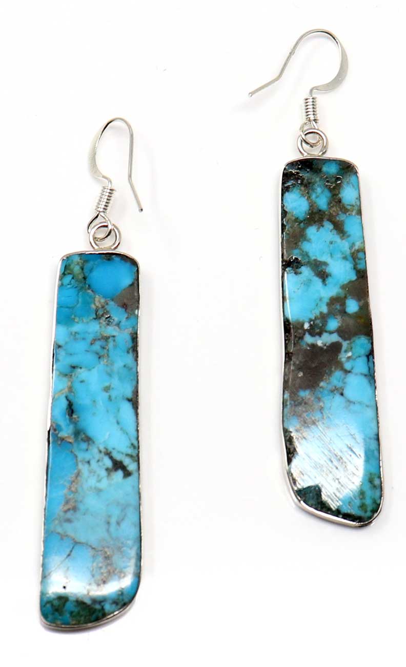 Turquoise Slab Earrings by Pueblo Artist Veronica Tortalita