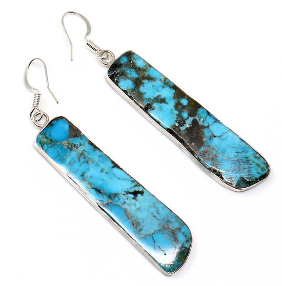 Turquoise Slab Earrings by Pueblo Artist Veronica Tortalita