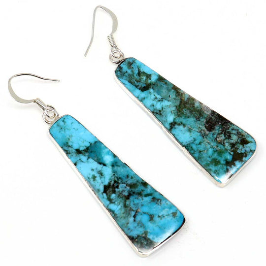 Turquoise Slab Earrings by Pueblo Artist Veronica Tortalita