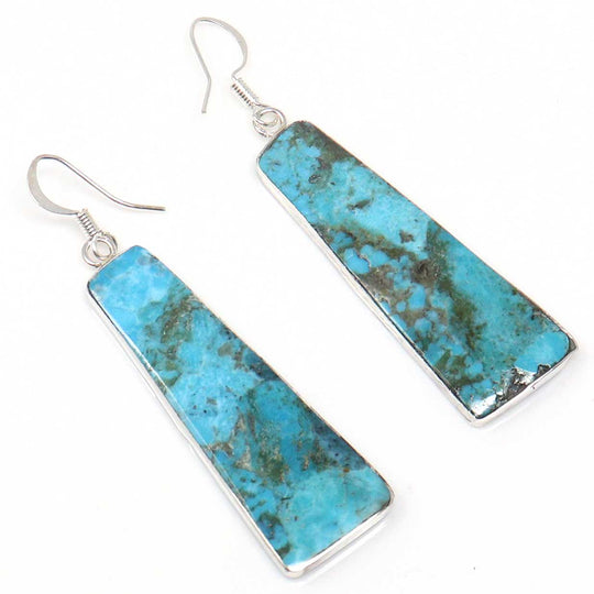 Turquoise Slab Earrings by Pueblo Artist Veronica Tortalita