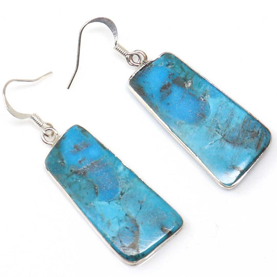 Turquoise Slab Earrings by Pueblo Artist Veronica Tortalita