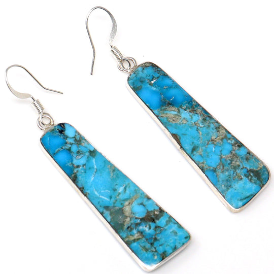 Turquoise Slab Earrings by Pueblo Artist Veronica Tortalita