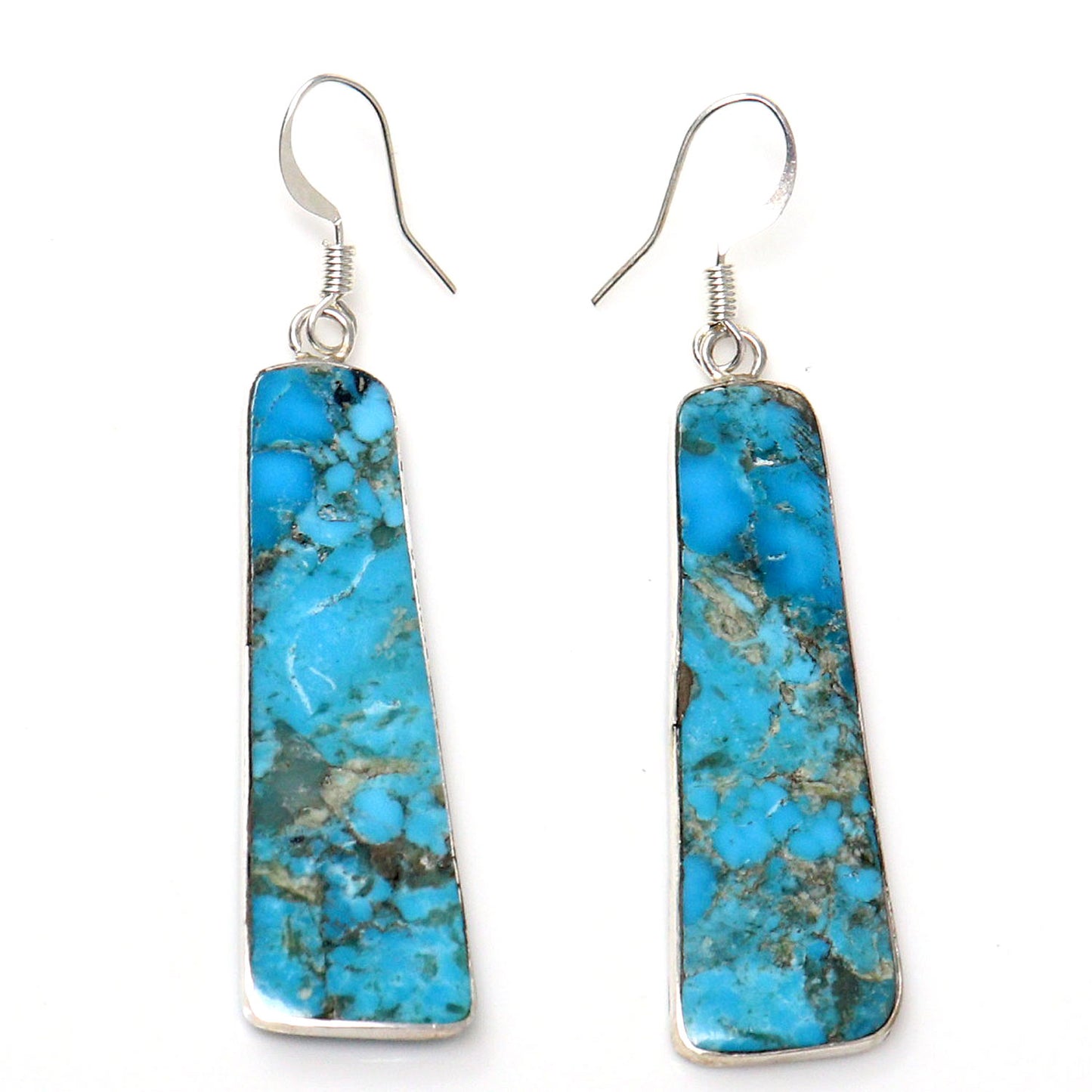 Turquoise Slab Earrings by Pueblo Artist Veronica Tortalita