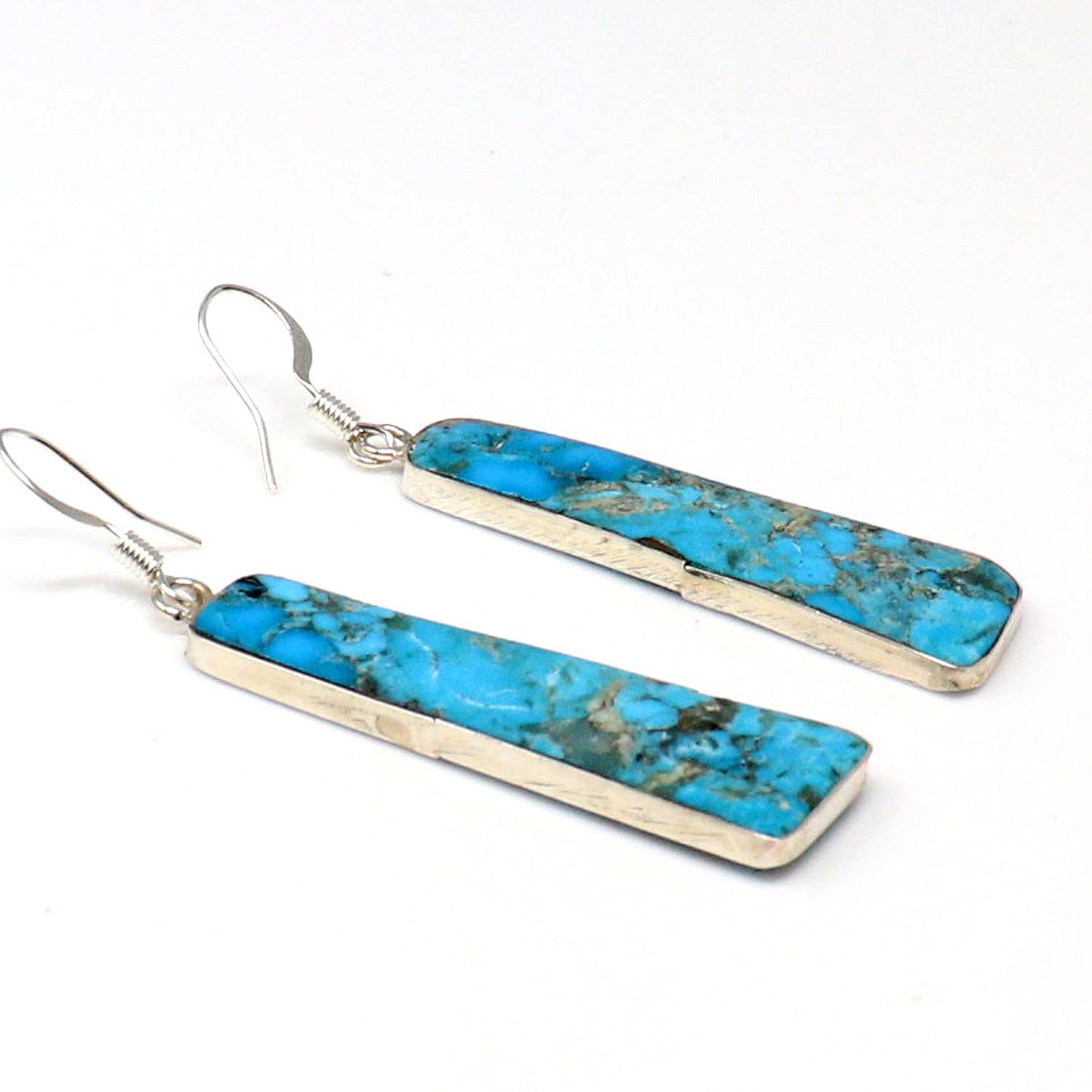 Turquoise Slab Earrings by Pueblo Artist Veronica Tortalita