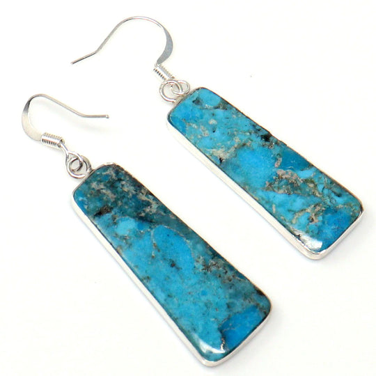 Turquoise Slab Earrings by Pueblo Artist Veronica Tortalita