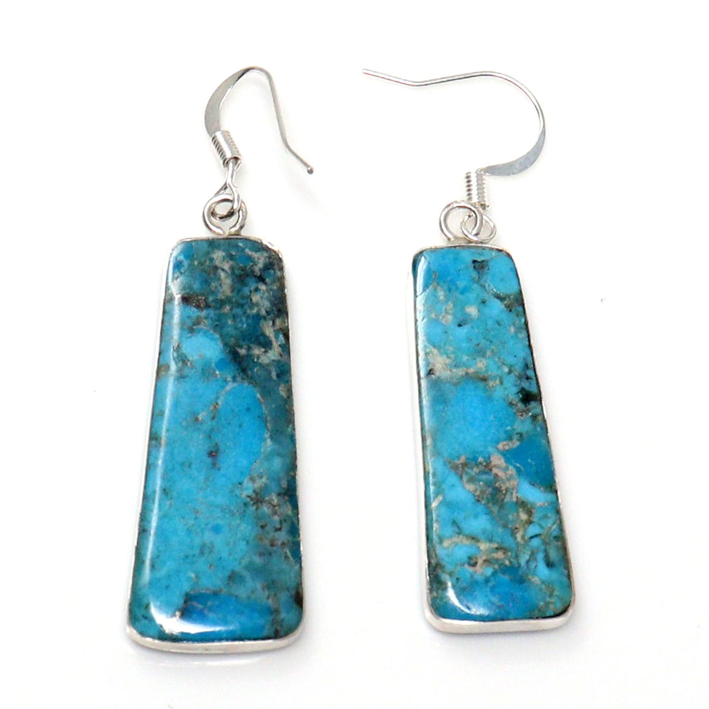 Turquoise Slab Earrings by Pueblo Artist Veronica Tortalita